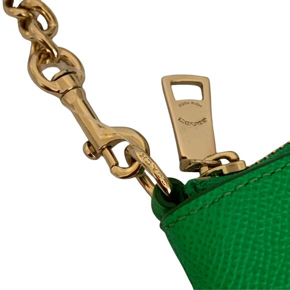COACH Green Pebble Leather Crossbody Bag Wristlet Gold Chain Strap New - Picture 7 of 12